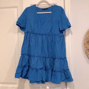 Zara blue tiered mini dress